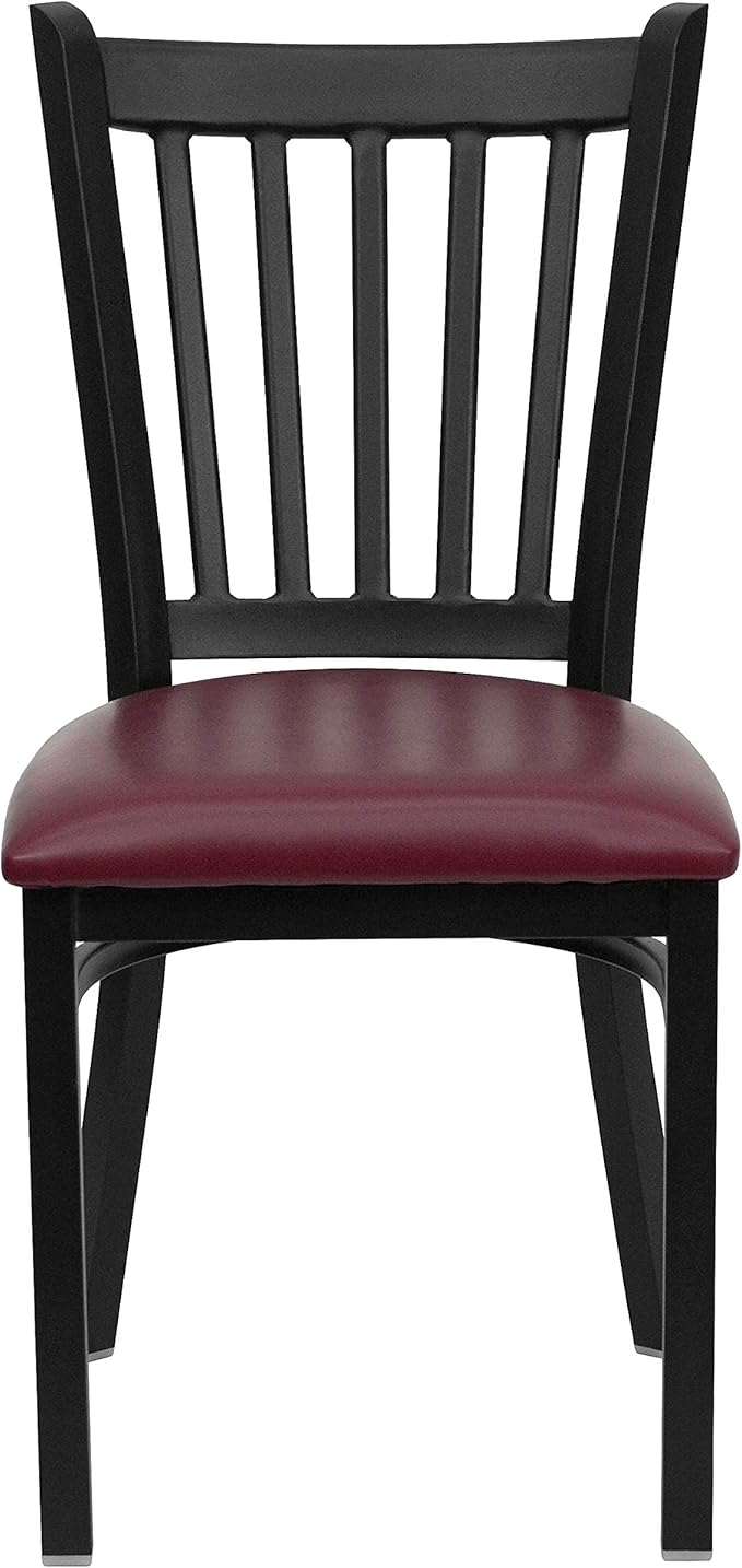 Flash Furniture HERCULES Series Black Vertical Back Metal Restaurant Chair
