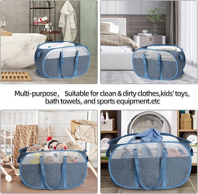 100L Collapsible Laundry Baskets, Tear Proof Pop Up Laundry Hamper