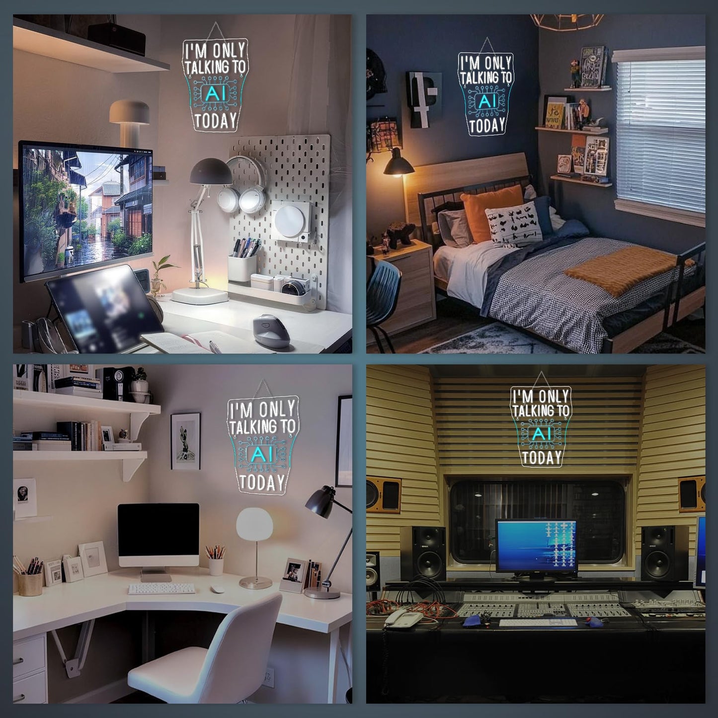 I'm Only Talking to AI Today Neon Signs for Wall Decor Futuristic Tech-Inspired Neon Light USB Powered Dimmable LED Light up Signs Perfect for Offices Gamers, Coders and AI Enthusiasts