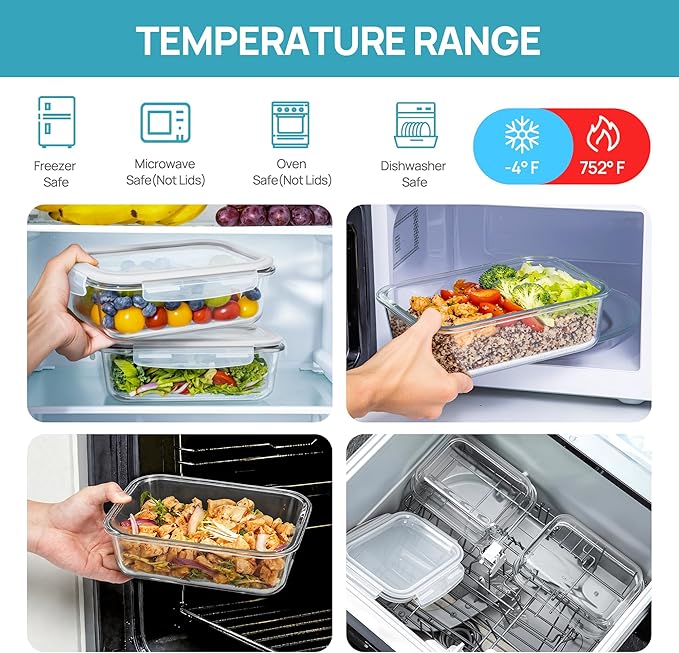 Vtopmart 2Pack 1500ml/50.7oz Large Glass Storage Containers