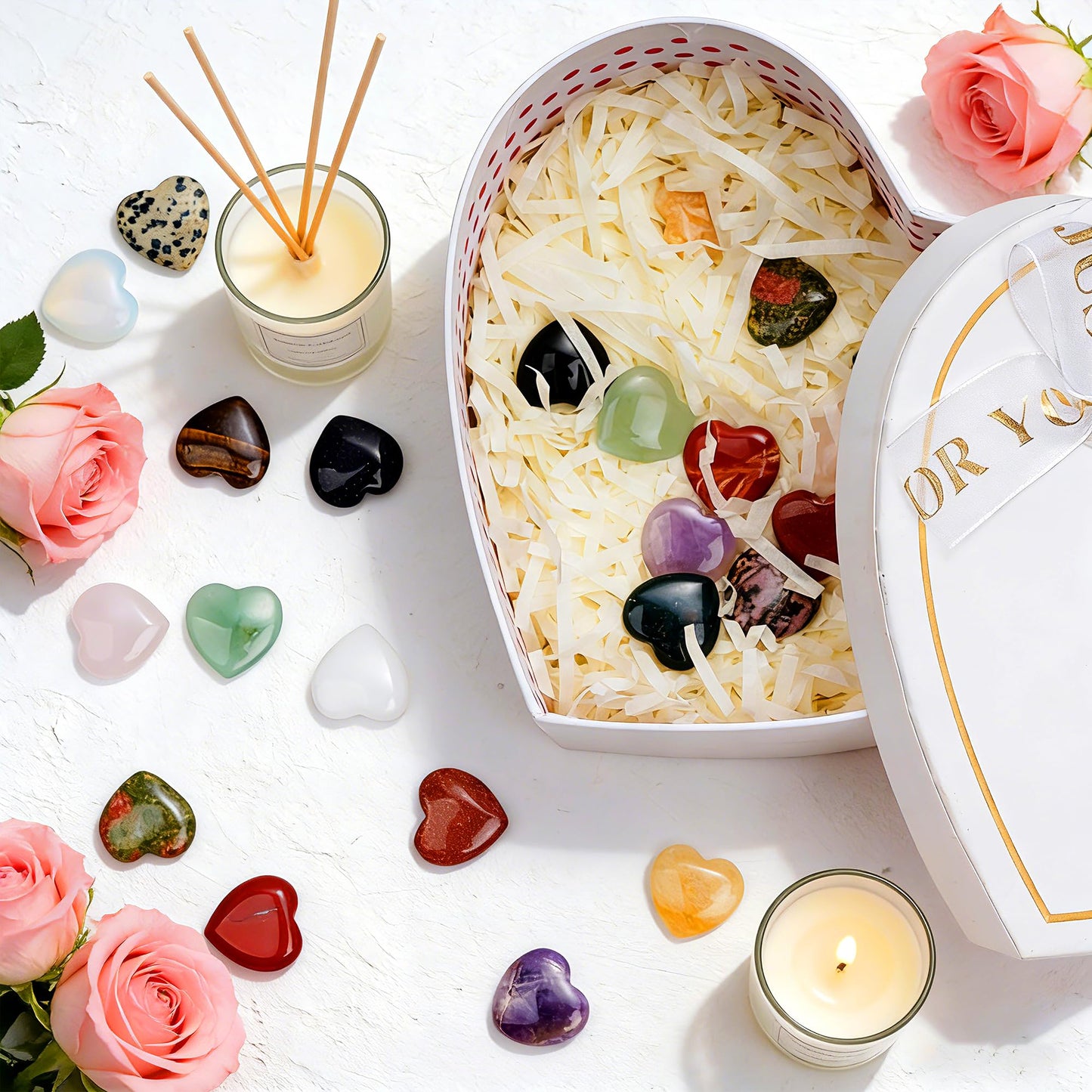 Marrywindix 30 Chakras Stones 0.8 Inch Healing Crystal Natural Heart Love Carved Palm Worry Stone Set Bulk Polished Thumb Gemstones Chakra Reiki Balancing