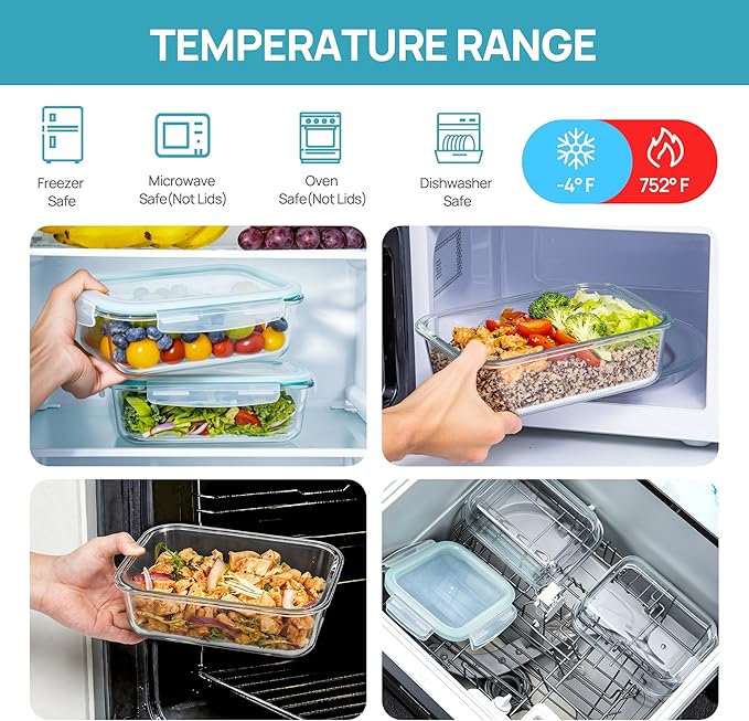 Vtopmart 2Pack 1500ml/50.7oz Large Glass Storage Containers