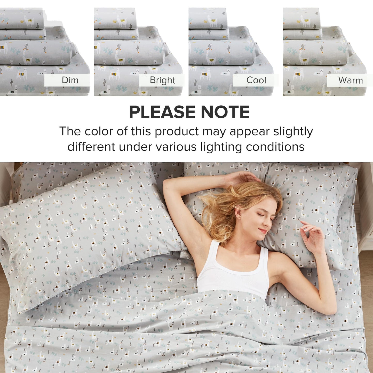 Comfort Spaces 100% Cotton Sheet Set Breathable, Lightweight, Soft with 14" Elastic Pocket Fits up to 16" Mattress, All Season Cozy Bedding, Matching Pillow Case, King Lama Multi 4 Piece