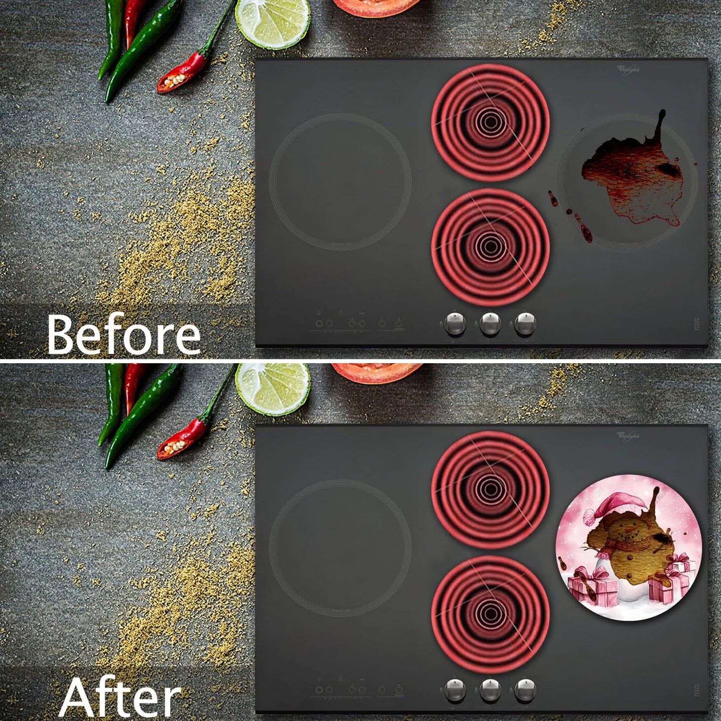 Tucocoo Christmas Snowman Stove Burner Covers,8&10 Inches Stove Top Covers Electric Stove 4 Pcs Metal Stove Cover Gas Stove Top Covers,Home Kitchen Cooktop Decorative
