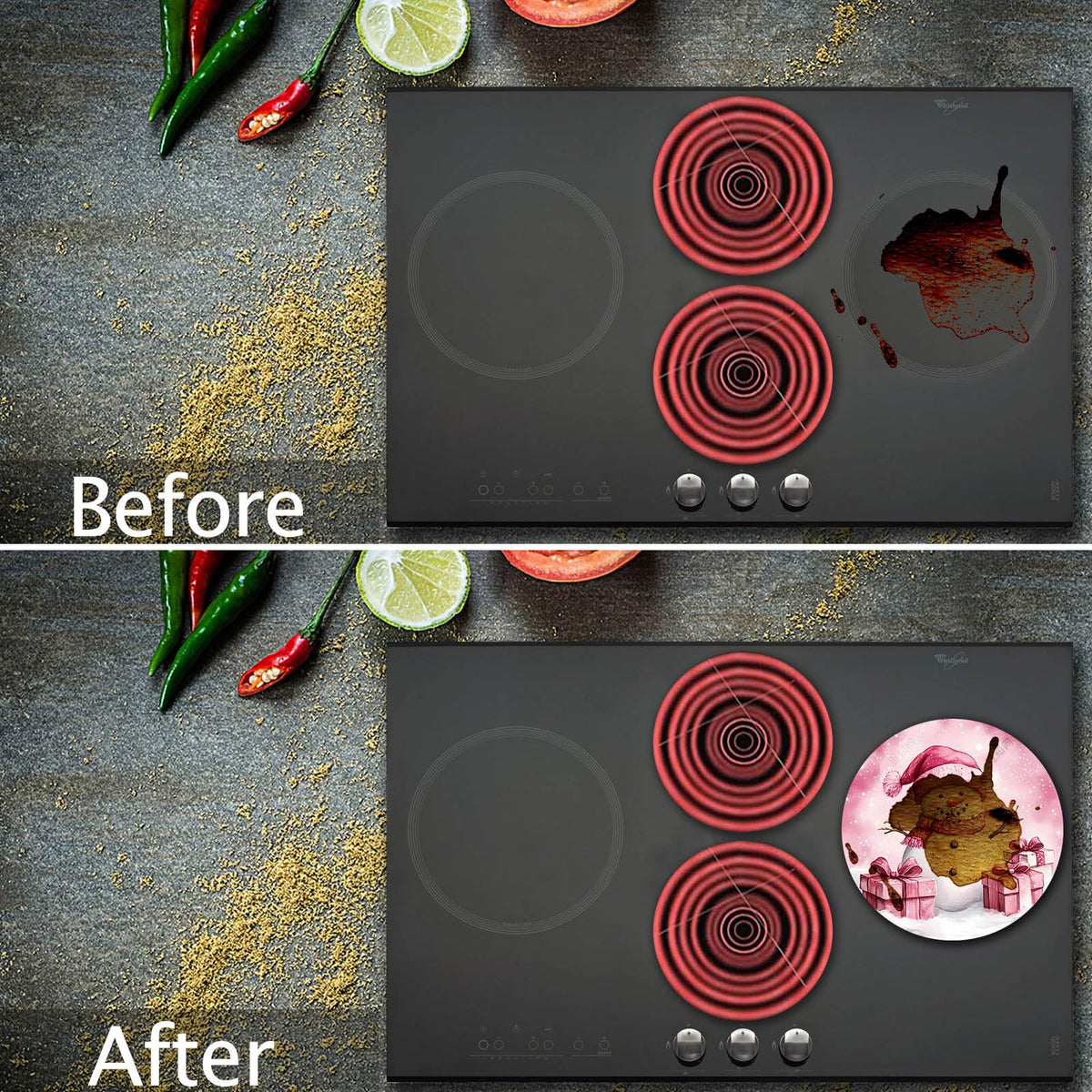 Tucocoo Christmas Snowman Stove Burner Covers,8&10 Inches Stove Top Covers Electric Stove 4 Pcs Metal Stove Cover Gas Stove Top Covers,Home Kitchen Cooktop Decorative