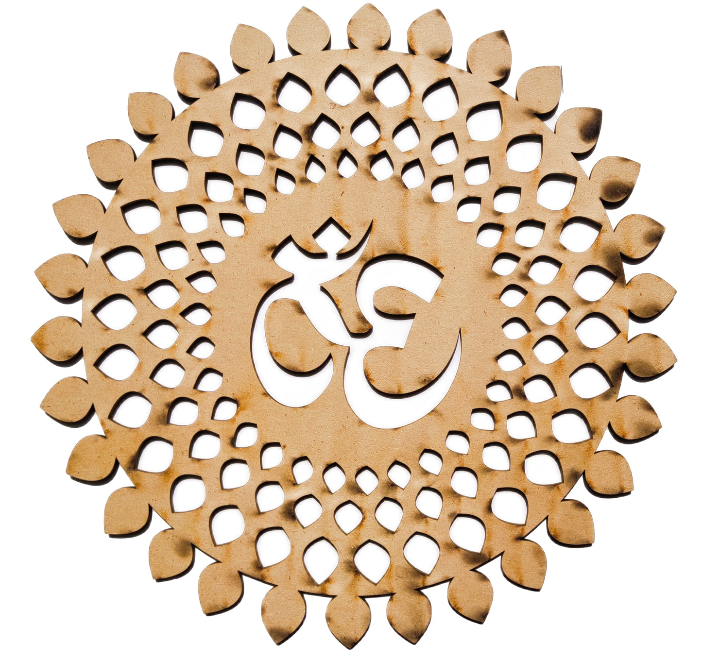 My Dream Carts Golden Om Round Decorative Wall Art Mdf Wooden Om Chakra For Temple, Living Room, Bedroom, Office, Hotel, Home Decor Items, Gift Item, Mandala Wall Hanging For House Decoration 25x25cm