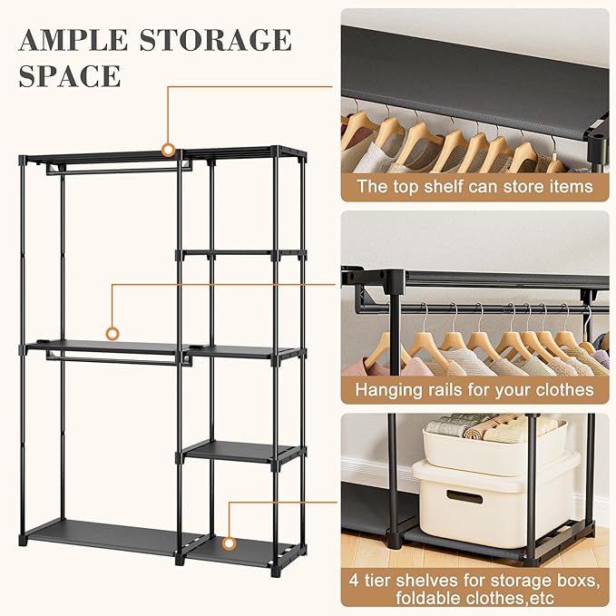 Portable Closet, Freestanding Wardrobe Closet Organizers and Storage, Open