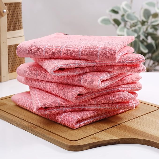Homaxy 100% Cotton Terry Kitchen Dish Cloths, Ultra Soft and Absorbent Dish