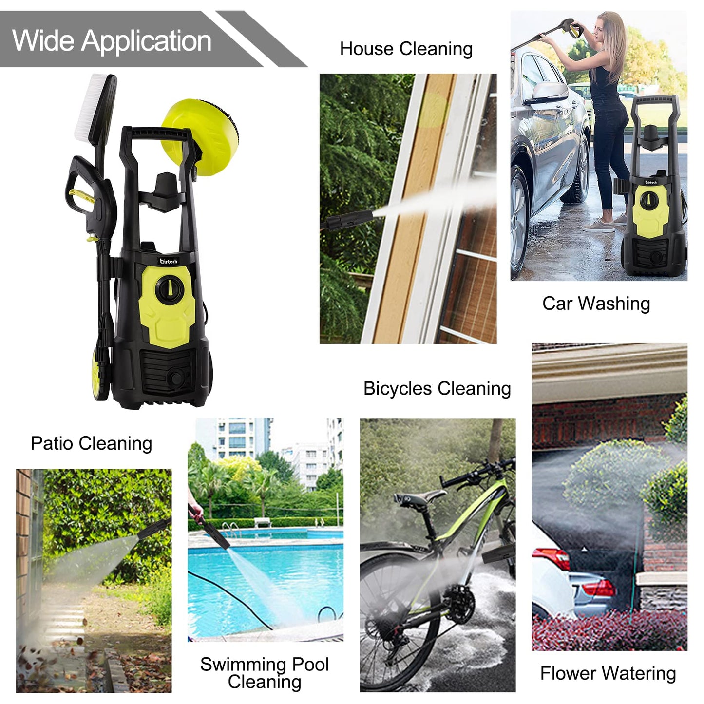 Pressure Washers, 1650W 135Bar 420L/H Electric Jet Washers Pressure Washers with Patio Cleaner, Power Washer with Adjustable Spray Nozzle, Pressure Washer for Patio Car Garden Yard Fences Driveways