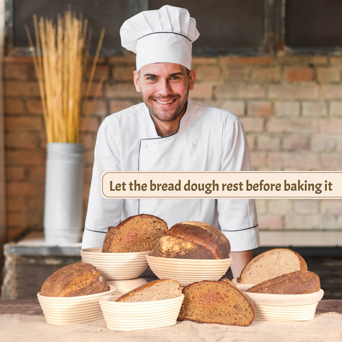 CRISS ELITE Sourdough Bread Baking Supplies Starter Kit, Banneton Proofing Basket 9'' Round and 10” Oval, Sourdough Starter Jar, Scraper, Scoring Lame, Brush, Short Danish Whisk, Gift Set