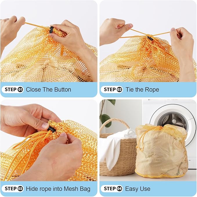 3Pcs Mesh Laundry Bags Washing Machine Mesh Wash Bags Jumbo