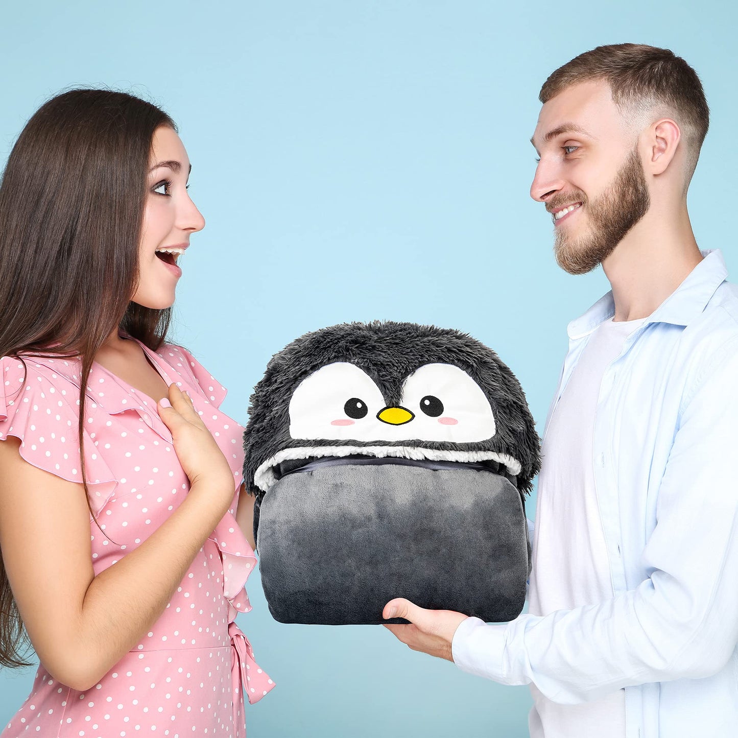 Penguin Wearable Hooded Blanket for Adults β Fuzzy Super Soft Warm Cozy Plush Flannel Fleece & Sherpa Hoodie Throw Cloak Wrap - Penguin Gifts for Women Adults Girls and Kids