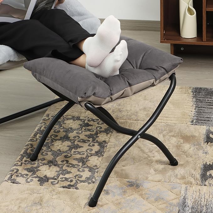 15" Folding Ottoman, Foldable Footrest Stool, Portable Small Foot Stool