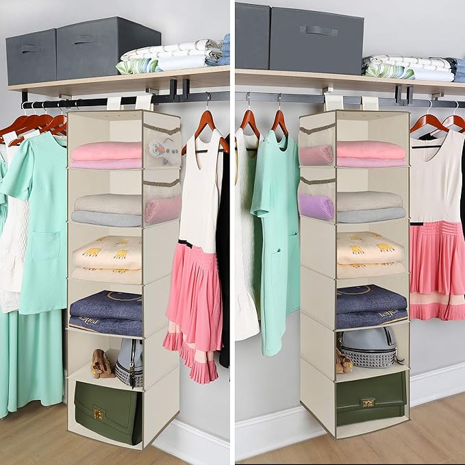 MAX Houser 6 Tier Shelf Hanging Closet Organizer, Closet Hanging Shelf