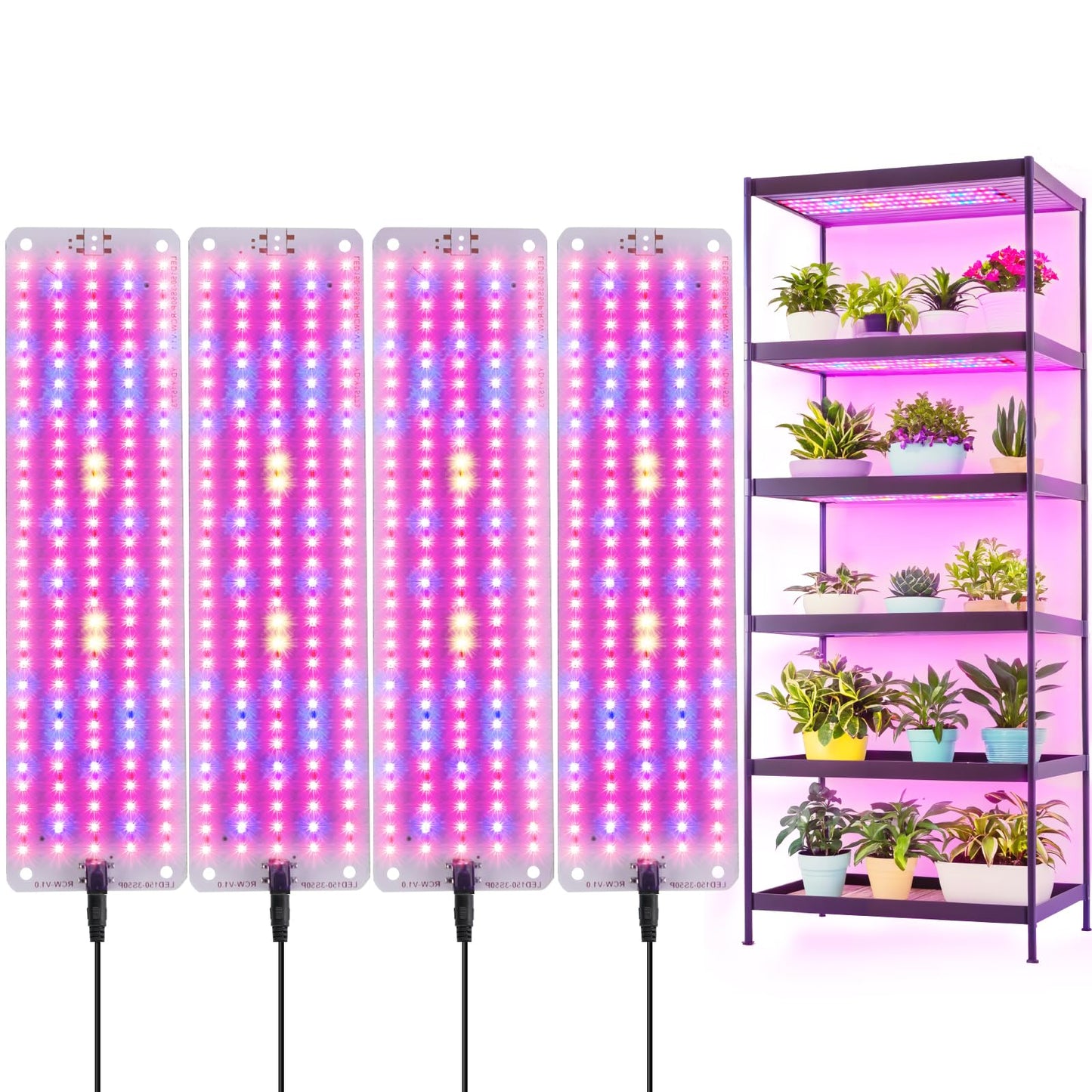 Grow Lights for Indoor Plants Full Spectrum,Plant Lights with Auto Timer 3/9/12H Grow Light for Under Cabinet Plant, 10 Dimmable Levels, Grow Lamp Panel Grow Lights for Seed Starting(4P)