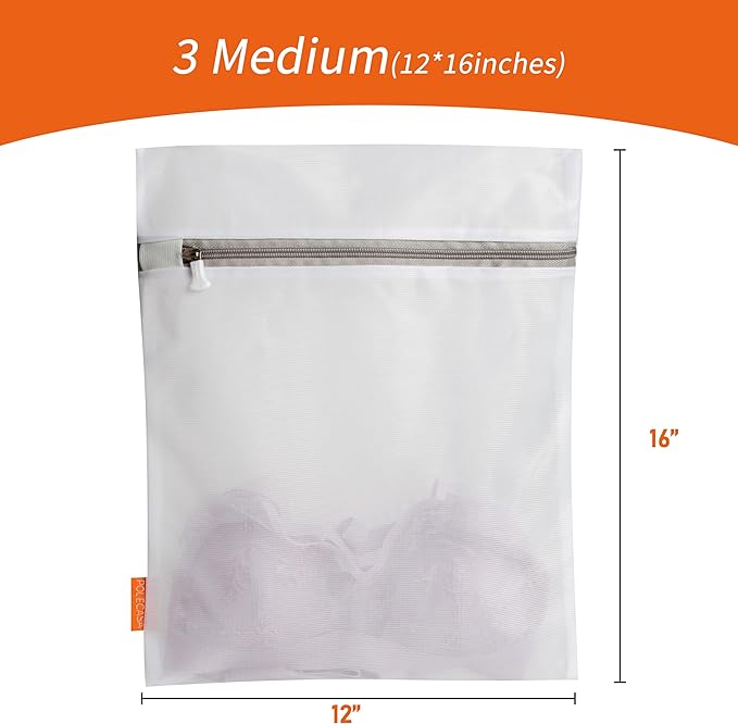 Polecasa 3Pcs 12 x 16 Inches Extra Durable Fine Mesh Laundry Bags