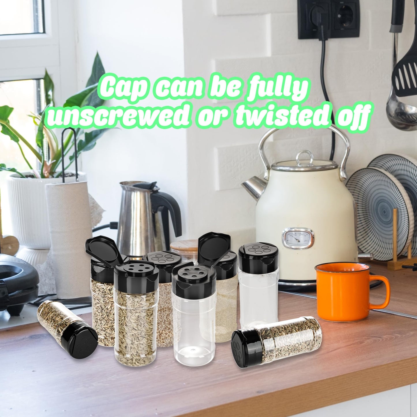 20 Pcs 3.4 oz Plastic Spice Jars with Shaker Lids Empty Spice Bottles Clear Seasoning Containers for Kitchen Home Storing Salt Seasoning