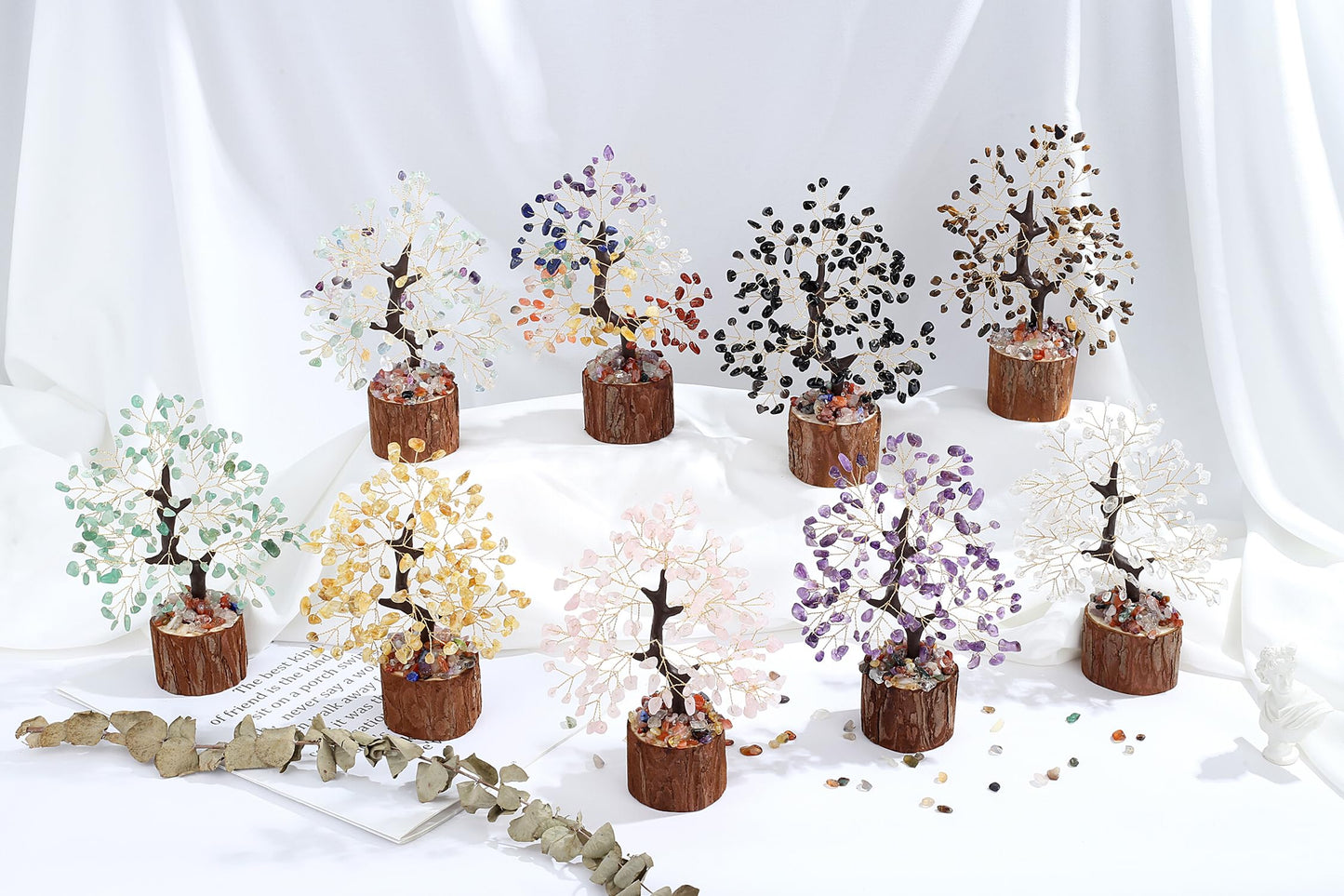 QINJIEJIE Amethyst Crystal Tree of Life Decor Healing Crystals Positive Energy Gemstones Money Tree Purple Decor Room Office Desk Accessories Spiritual Purple Gifts for Women