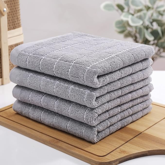 Homaxy 100% Cotton Terry Kitchen Towels, Checkered Designed, Soft and Super