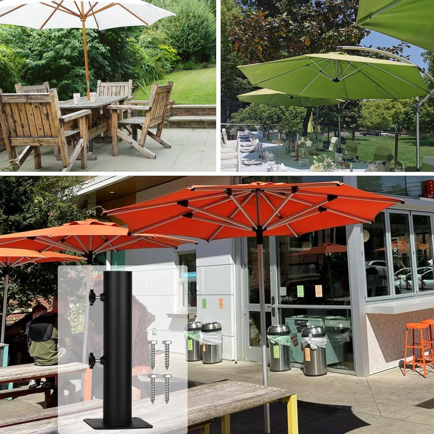 Patio Umbrella Outdoor Base Deck Mount Umbrella Holder Heavy Duty Umbrella Clamp Hand-Turn Knob Umbrella Base Stand for Decks, Docks, Courtyard Balcony, Pontoons, Patios, Pinic Tables Desk