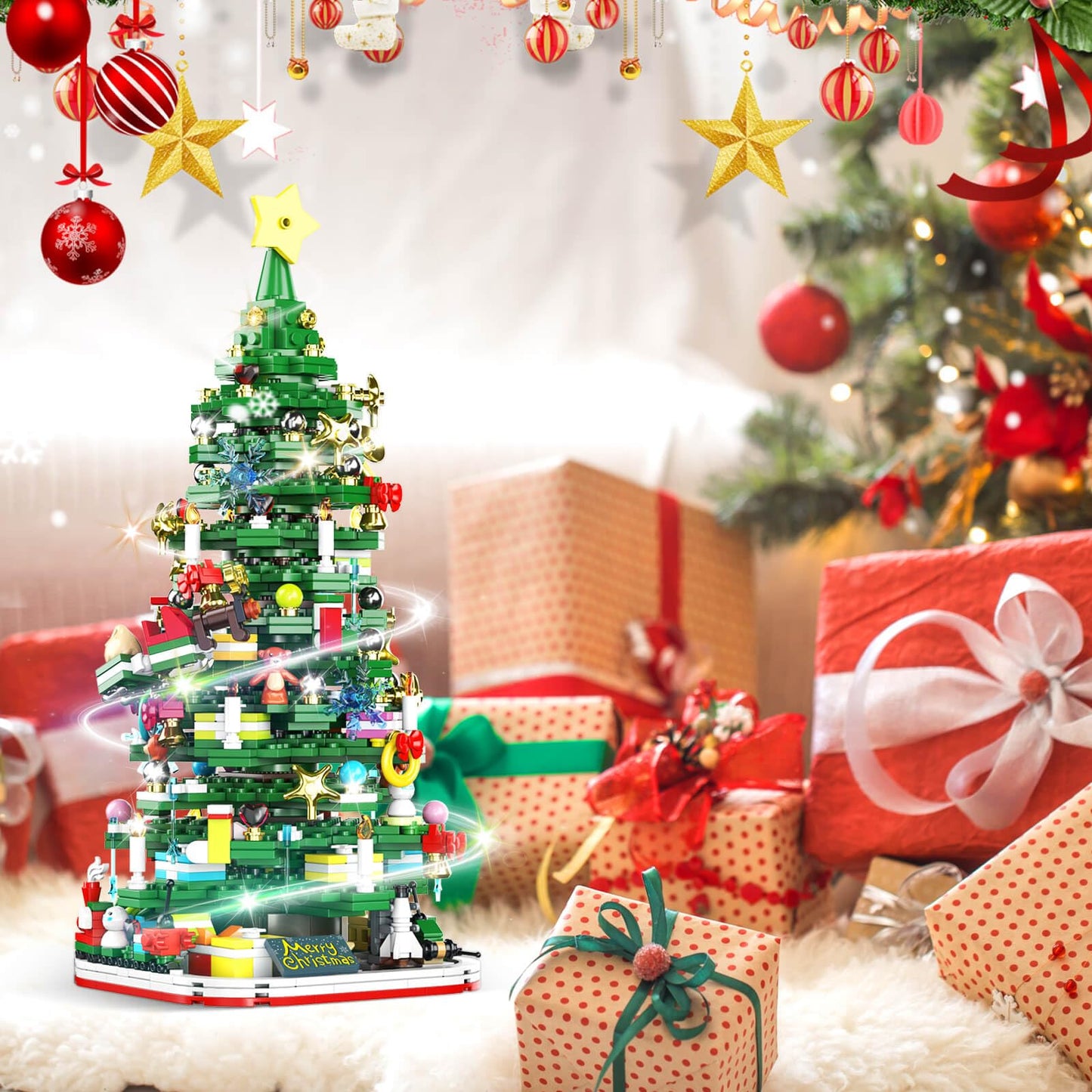 Advent Calendar 2025 Adult Teen Boy Girls Kids Christmas Tree Building Set Toys with Led light, Holiday 24 Days Christmas Countdown Calendars Xmas Tree, Fun Cute Gifts (1083 PCS)