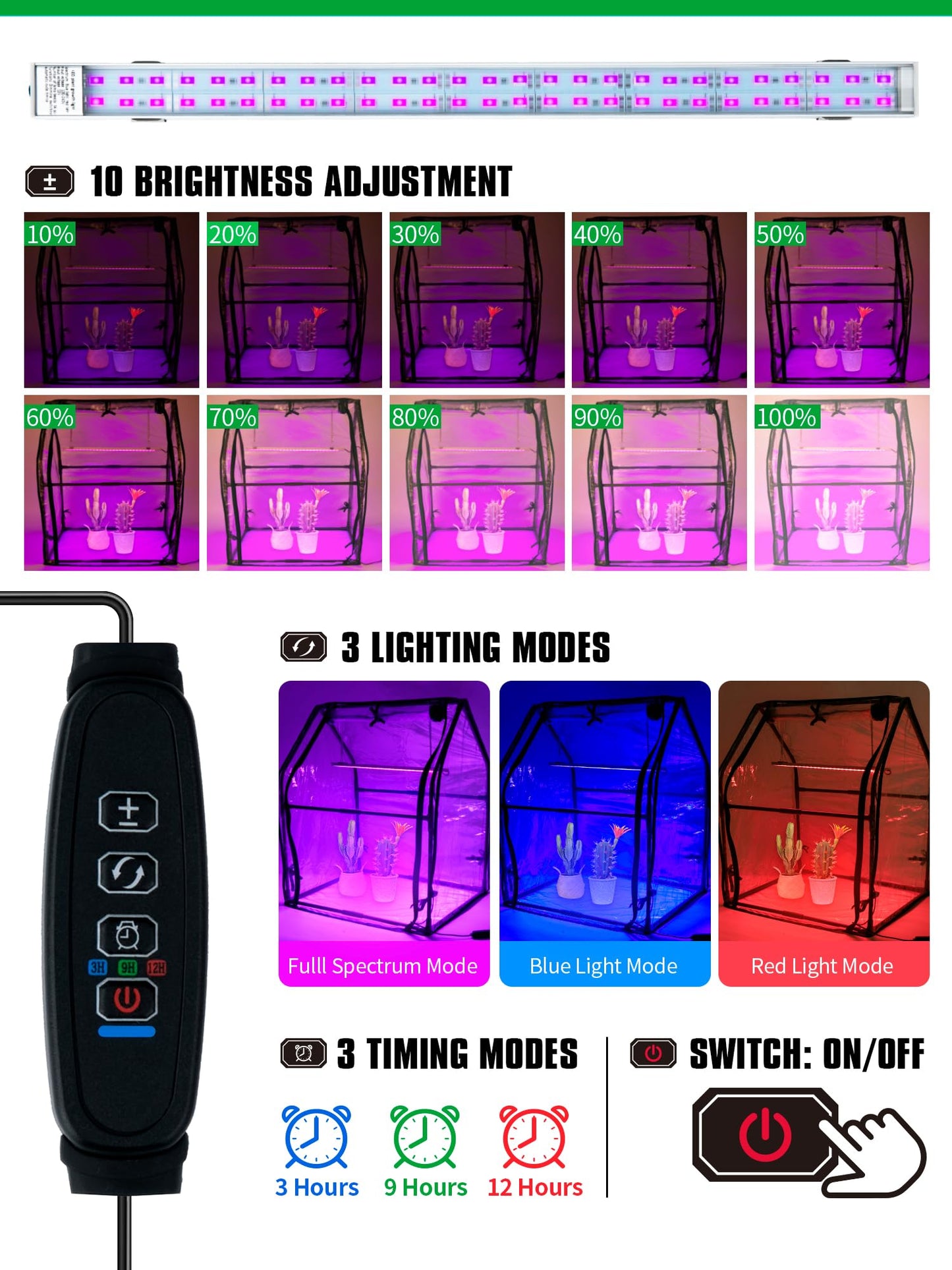 Hugbow Mini Green House with Grow Light, Mini Greenhouse Indoor, 15W Full Spectrum Plant Lights & Timer for Seed Starter Tray, Indoor Outdoor Plants 24"x16"x20"