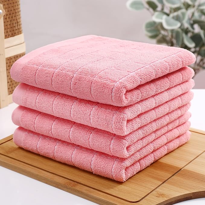 Homaxy 100% Cotton Terry Kitchen Towels, Checkered Designed, Soft and Super