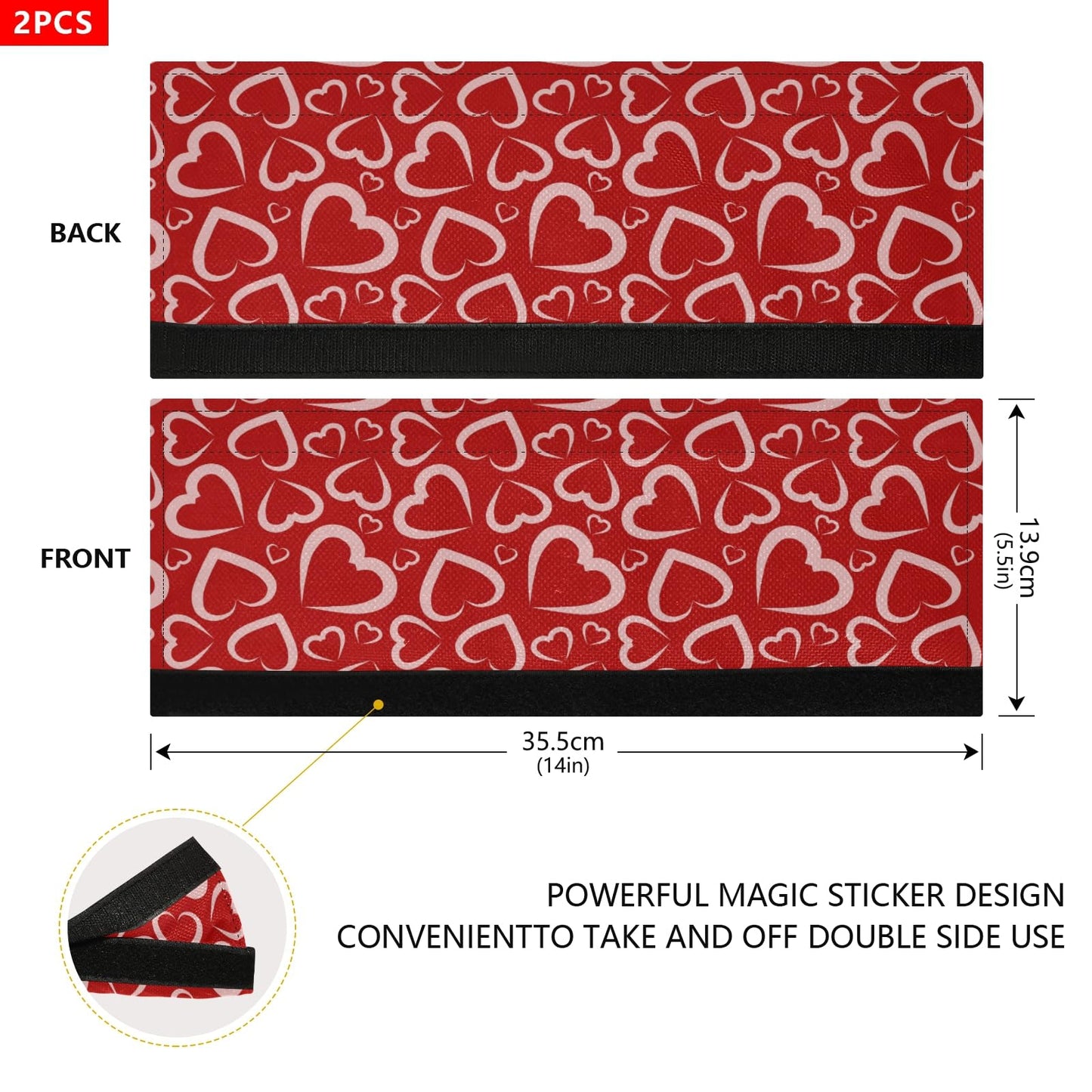Eionryn Valentine's Day Hearts Refrigerator Door Handle Covers Romantic Love Red Kitchen Appliances Gloves for Microwave Dishwasher Fridge Door Cloth Protector 2pcs