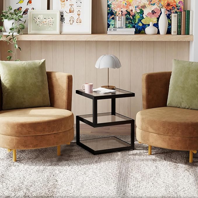 3-Tier Tempered Glass Side Table