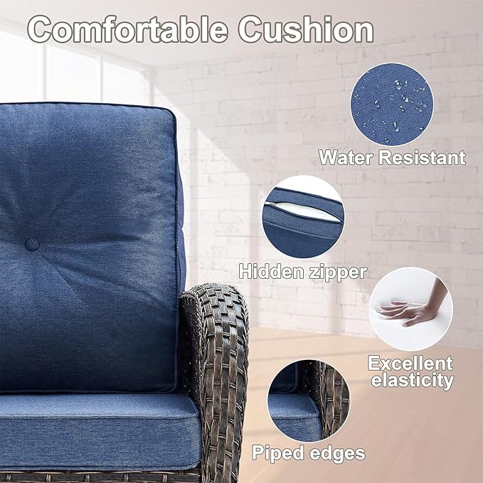 Belord Patio Wicker Chairs Swivel Rocker