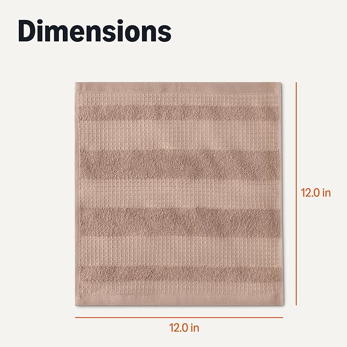 Amazon Basics 100% Organic Cotton Waffle Kitchen Dish Cloths, Ultra Absorbent