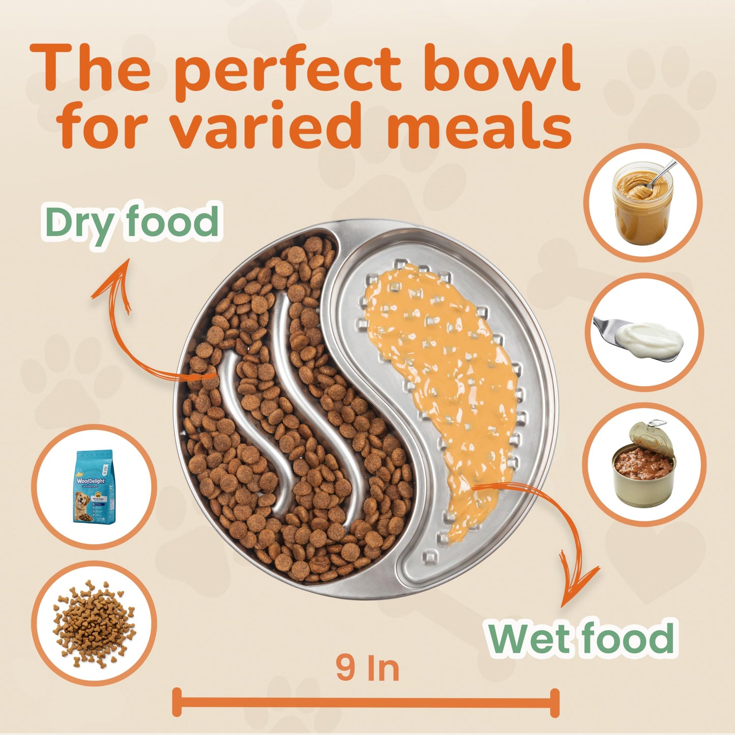 Stainless Steel Slow Feeder Dog and cat Bowl & Lick Mat – 2 Cups, Enrichment Puzzle for Small & Medium Pets, Improves Digestion & Supports Meal Variety, with Non-Slip Suction Cups