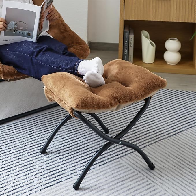 15" Folding Ottoman, Foldable Footrest Stool, Portable Small Foot Stool