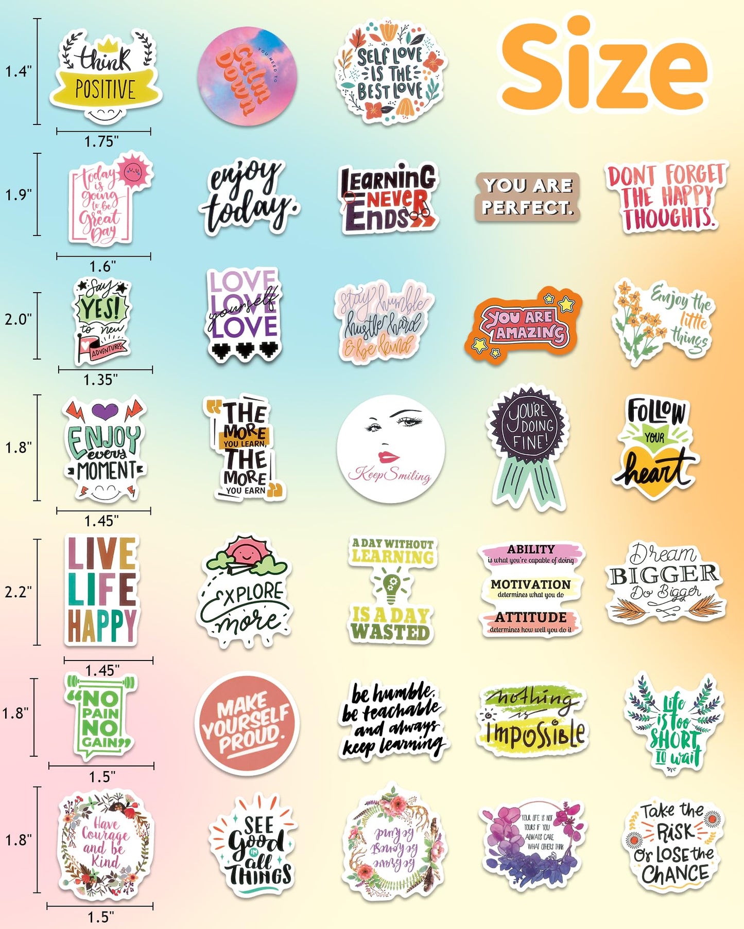 300 PCS Inspirational Stickers for Adults, Scrapbook Vision Board Supplies Motivational Stickers for Water Bottles Laptop, Positive Mental Health Quote Vinyl Stickers for Teens Kids Teachers Students