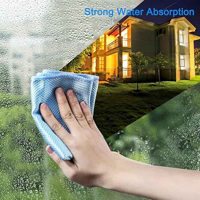 Niveaya Microfiber Glass Cleaning Cloth, Stainless Steel Windshield Shower