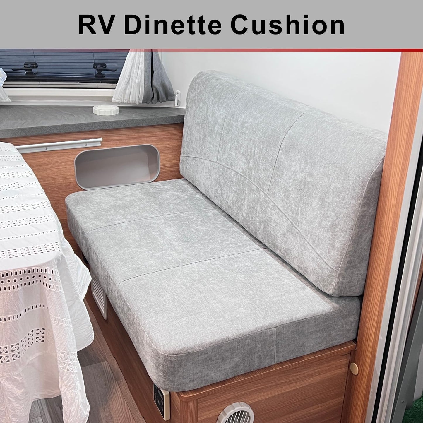Dulepax RV Dinette Booth Cushions with Memory Foam,Replacement Camper Cushions,Dinette Seat for Camper Trailer,RV Dinette Seat Including 1 Backrest & 1 Bench,RV Sofa,RV Couch,Grey,44inch.