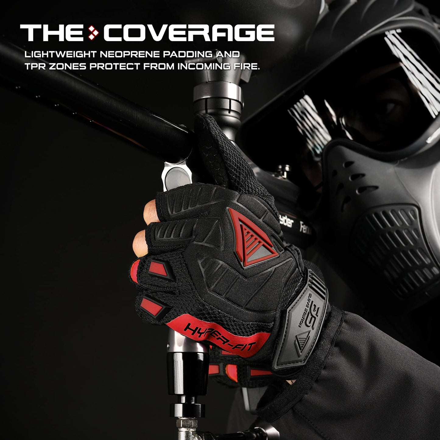 Glove Station Hyper-Fit Tactical Shooting & Work Gloves - Red, Large - 2 Fingerless Design Paintball & Airsoft Gear for Men with Outstanding Grip for Combat, Hunting, Shooting, & Work