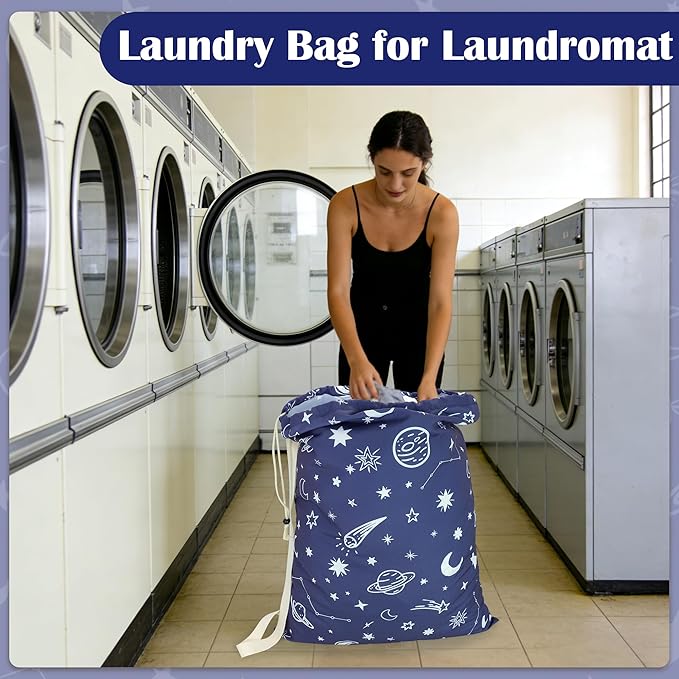 Canvas Laundry Bag with shoulder Strap 24"W x 29"H, Large Drawstring Dirty