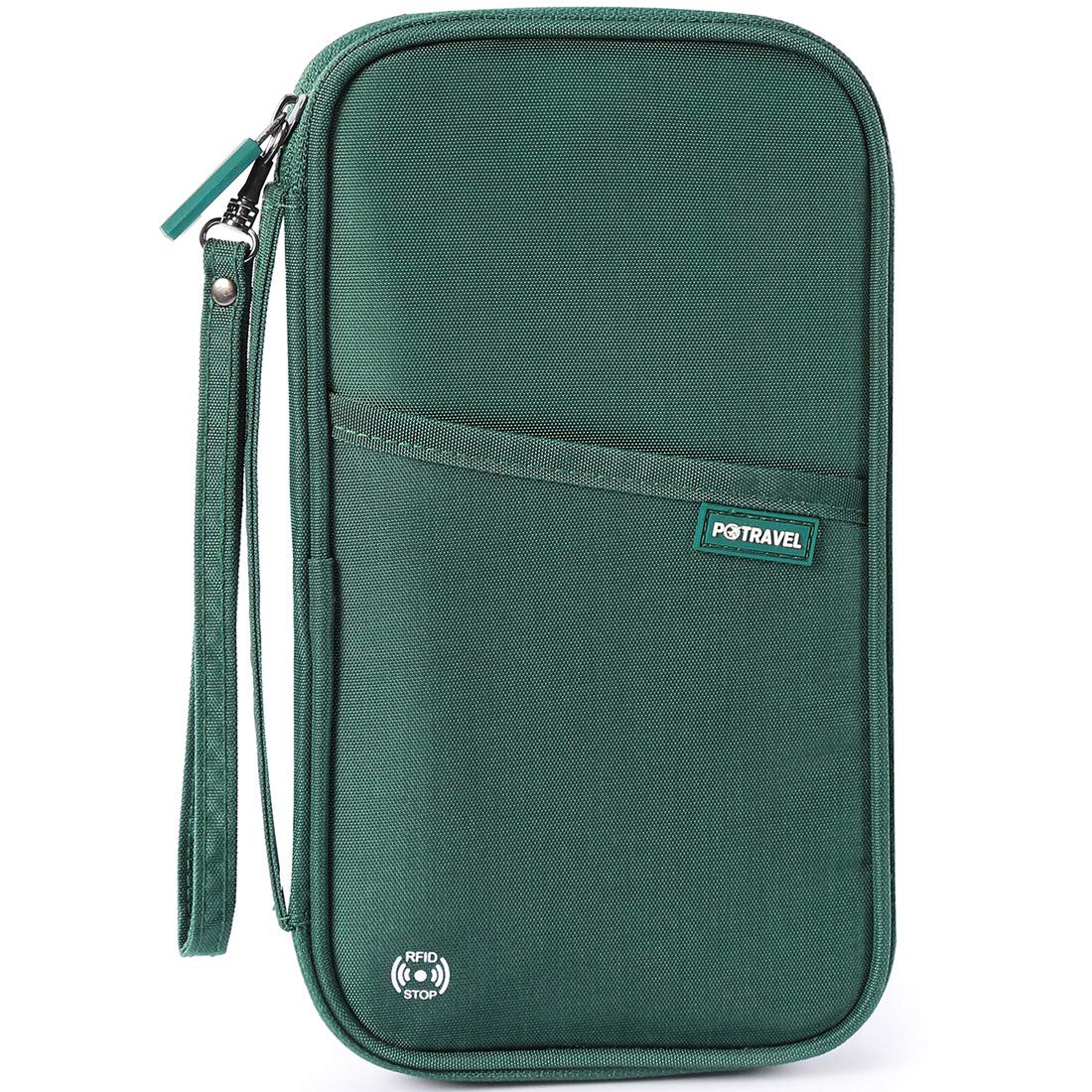 VanFn Travel Wallet Family Passport Holder RFID Blocking Travel Document Organiser Waterproof Holiday Passport Case Men Women for ID Card, Credit Cards, Flight Tickets, Money, Coins (Green)