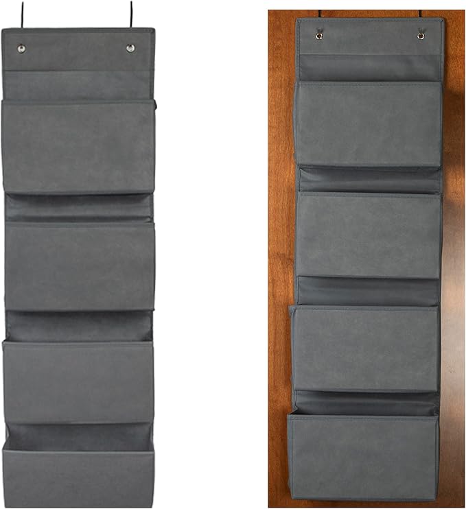 Joyful Moose Over the Door Hanging Organizer Closet Storage Bins Grey