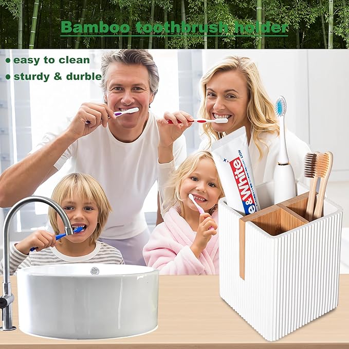 rejomiik Toothbrush Holders for Bathrooms Countertop, 3 Slots Electric Tooth