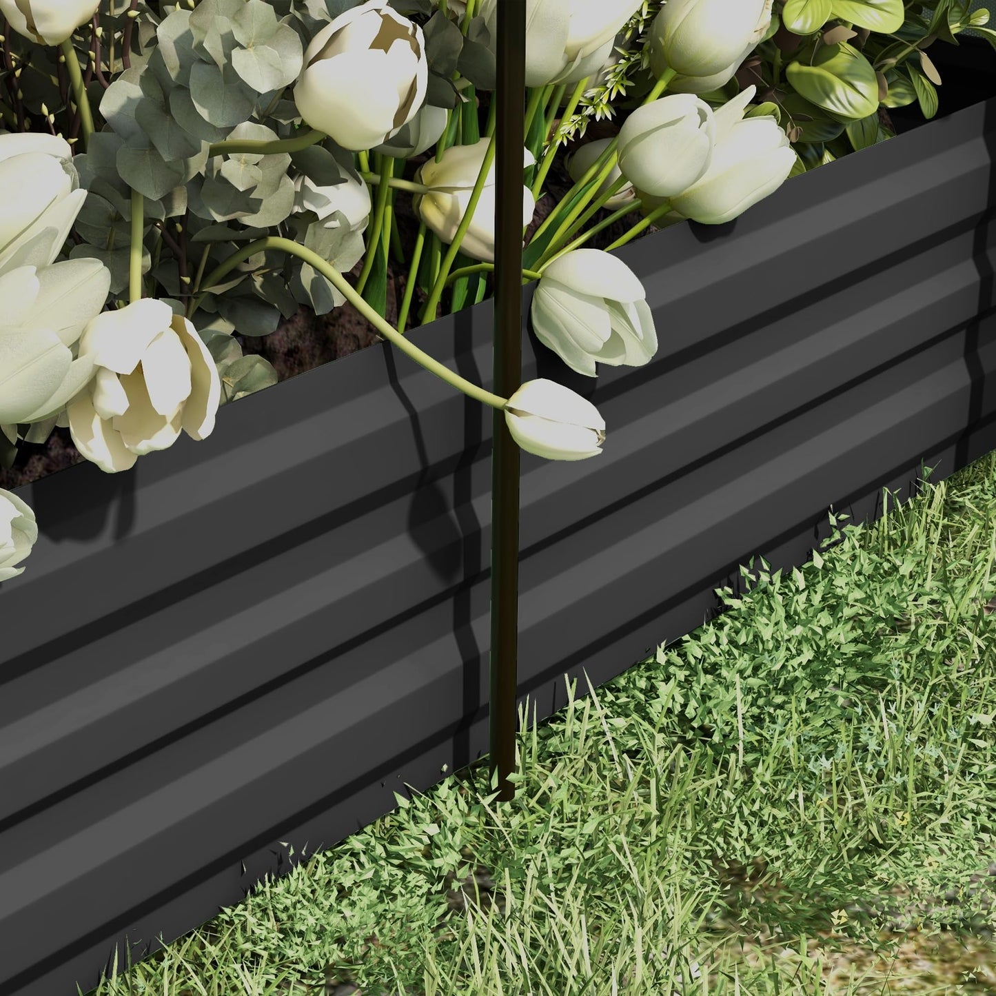 Outsunny 7.3 x 3.4 x 1 ft Galvanized Raised Garden Bed with Crop Cage Plant Protection Net and Shade Cloth Roof, Metal Planter Box with Cover for Vegetables, Flowers, Herbs, Dark Gray