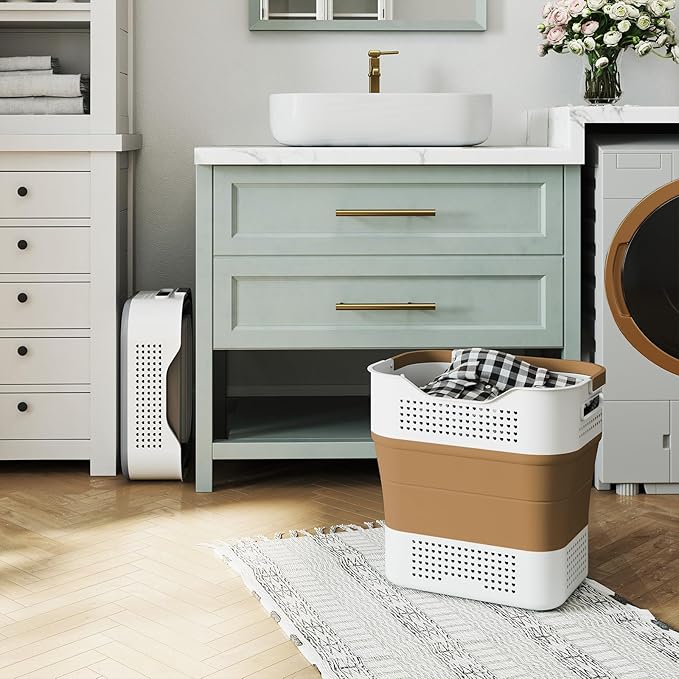 TECHMILLY Collapsible Plastic Laundry Basket Hamper