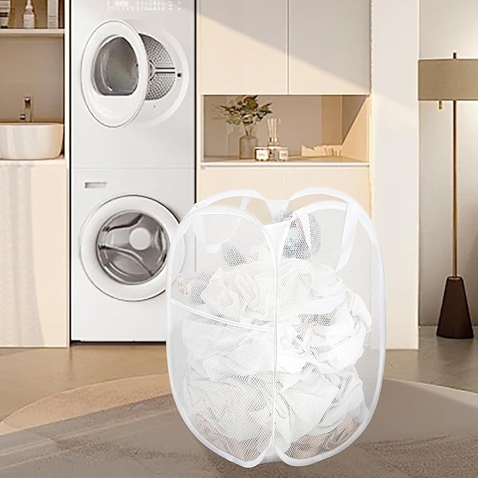 2 Pack Laundry Basket, Foldable Mesh Pop-up Laundry Hamper