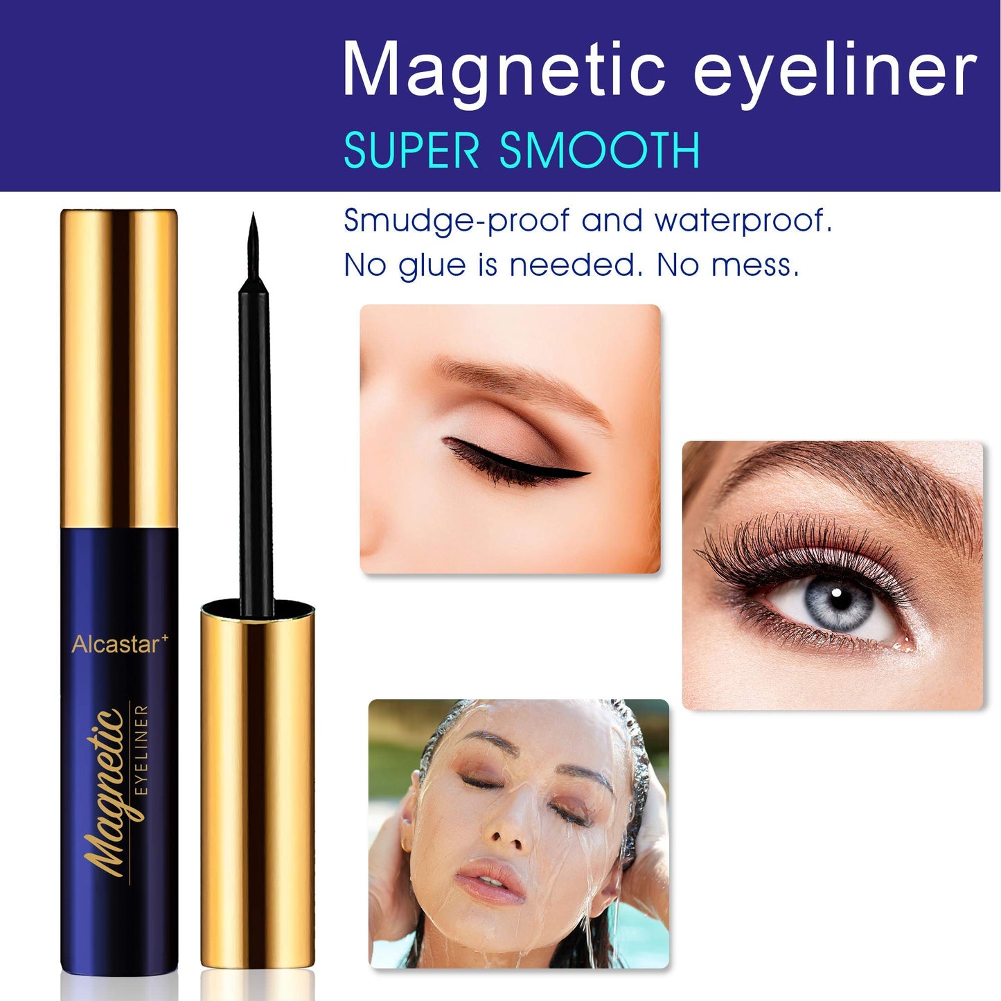 Alcastar Magnetic Eyelashes with Eyeliner Kit, Light weight Magnetic Lashes Natural Look, Reusable,Long Lasting, (KIT 005)