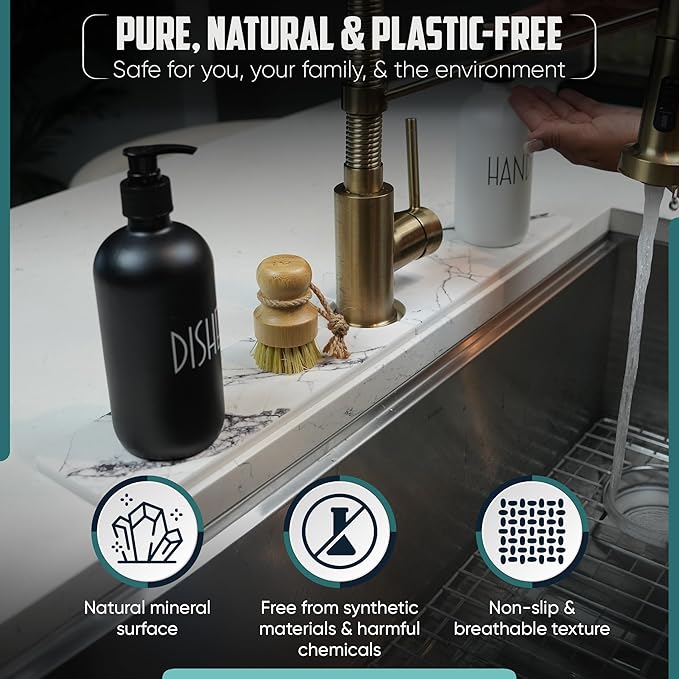 Faucet Splash Guard for Kitchen Sink – Super Absorbent Diatomite Stone Mat