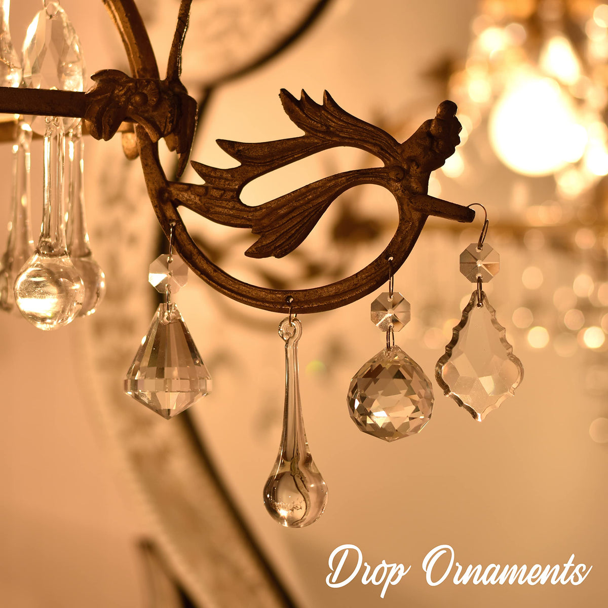 IndianShelf 20 Clear Glass Christmas Ornaments for Tree- Teardrop Ornaments- Chandelier Crystals Replacement Drops- Christmas Decorations- Icicles Raindrop Decorative Hanging Ornaments Centerpieces