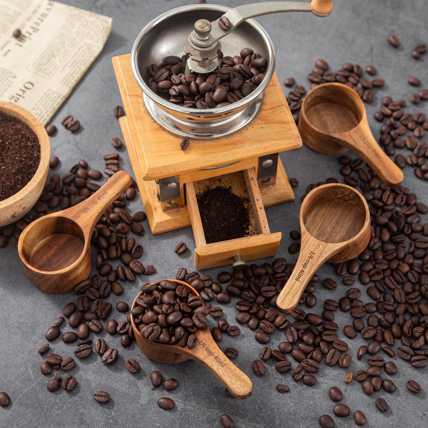Wooden Scoops for Canisters Wooden Scoops for Jars Measuring Spoons for Ground Coffee Scoop 6pcs Small Wood Scoop Kitchen Scoop Coffee Measuring Spoon for Salt Laundry Detergent -Multipurpose