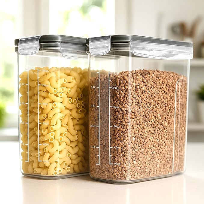 Utopia Kitchen Cereal Containers Storage Set – 6 Pack 4L Airtight Food Storage
