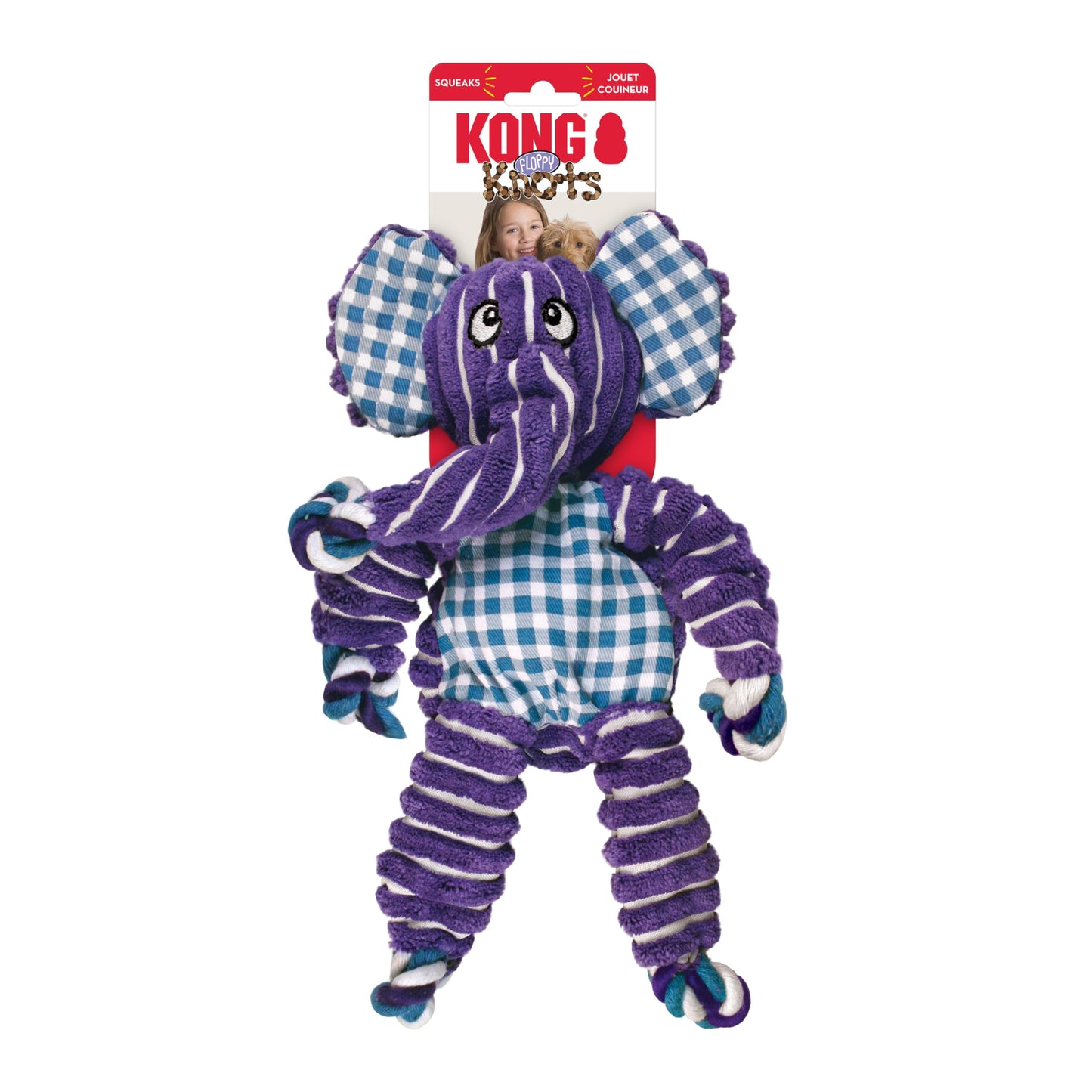 KONG Floppy Knots - Knotted Rope Dog Toy - Minimal Stuffing - For Medium/Large Dogs, Elephant